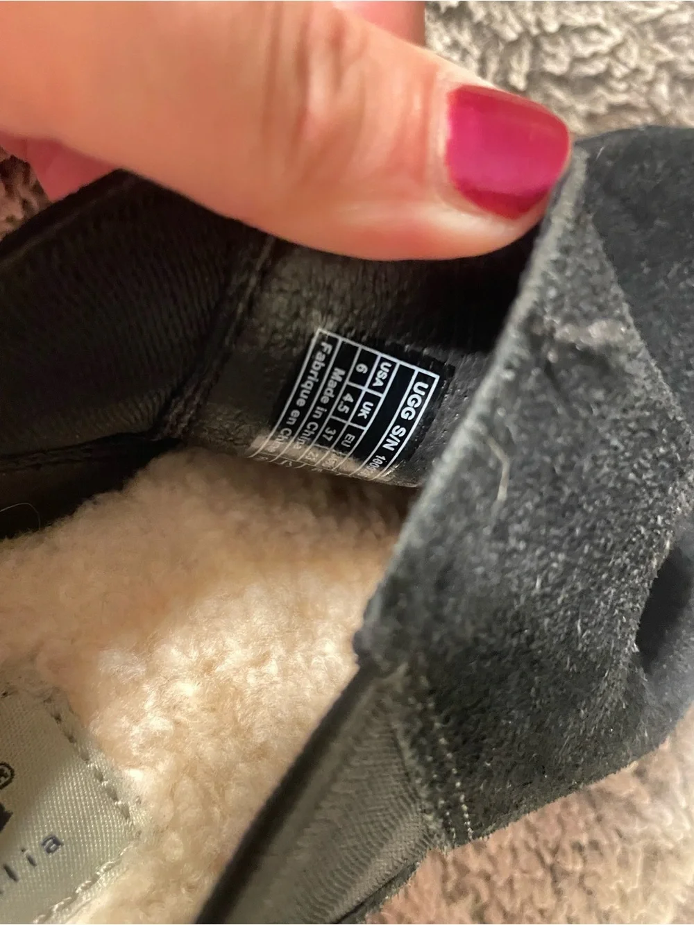 UGG Black Suede Slip-On Loafers with Tan Contrast Sole